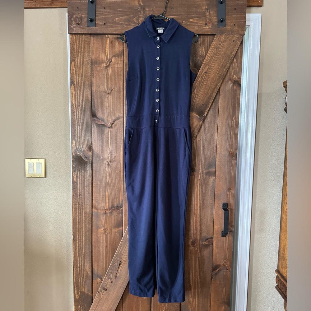 Venus Blue Button Down‎ Jumpsuit